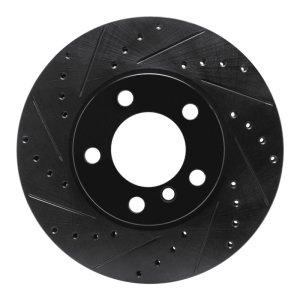 Mini Cooper Paceman Brake Rotor (1) - Front Left - R1 Concepts - Drilled & Slotted - Black - `11-`16